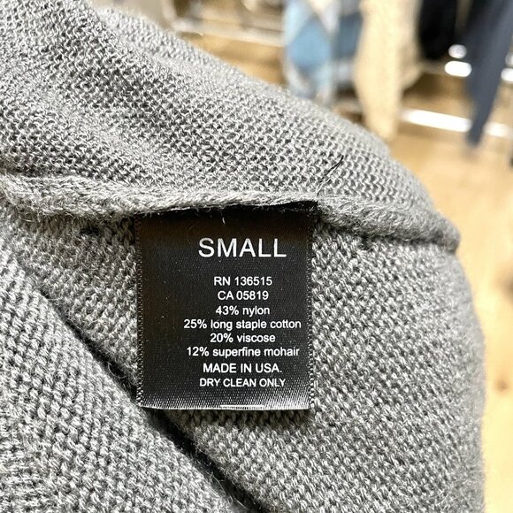 ONE GREY DAY Mohair Blend Puff Sleeve Pointelle Knit Asymmetrical Tunic Small - Picture 10 of 10